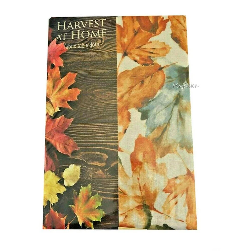 Thanksgiving Fabric Tablecloth 60x102 Oblong Fall Alluring Leaves Harvest